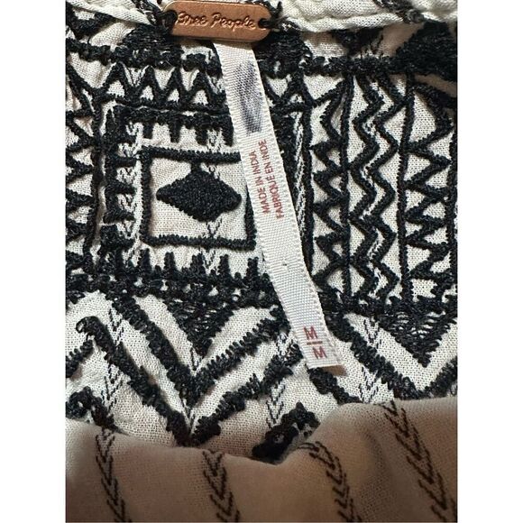 Free People Women's Boho Mini Lola Striped Dress White Black Tiered Embroidered - Picture 8 of 12